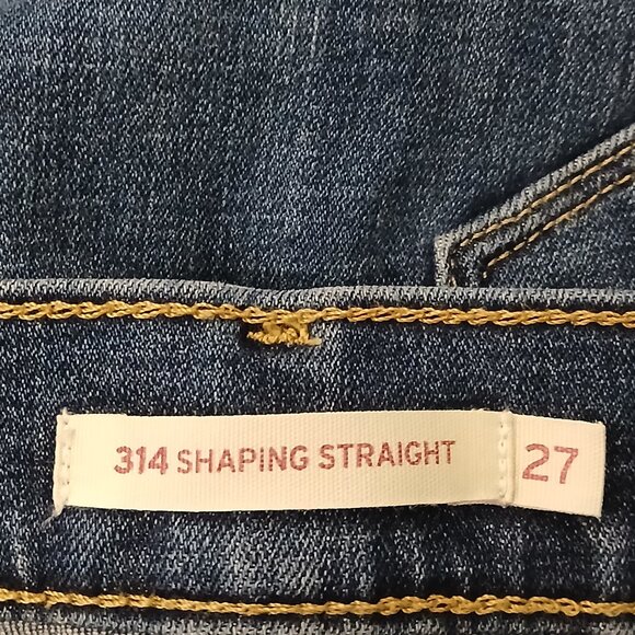 Levi's 314 Jeans Size 27 Shaping Straight Mid Rise Blue Denim Stretch - Picture 8 of 10